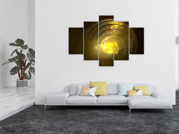 Tabloul cu spirala abstractă în galben (150x105 cm)
