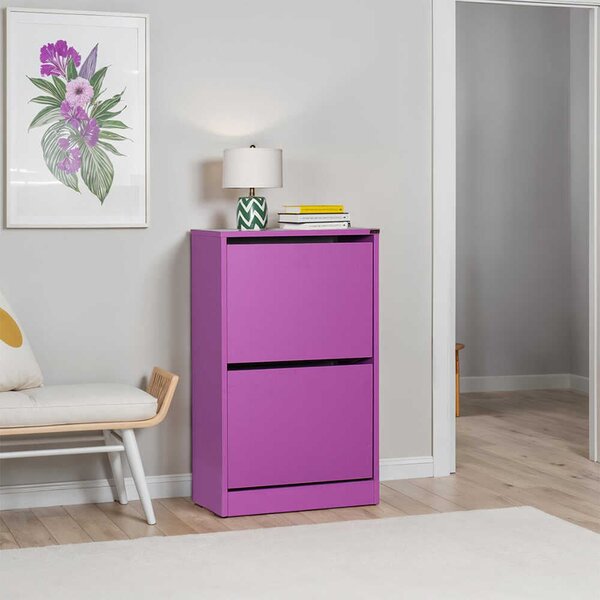 Pantofar Adore Compact, 10 Perechi, 2 Compartimente, Alb - Mov, 51x84x26 cm