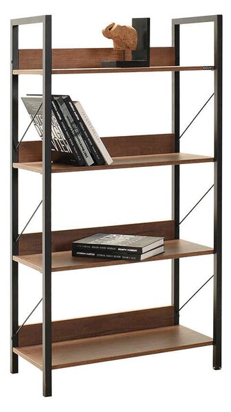 Biblioteca Adore Profile cu 4 rafturi, Alb - Maro - Stejar, 73x136x35 cm