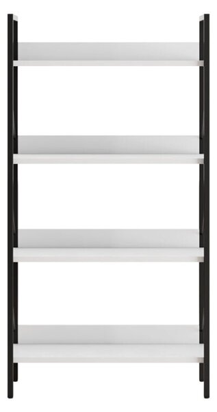 Biblioteca Adore Profile cu 4 rafturi, Alb - Maro - Stejar, 73x136x35 cm