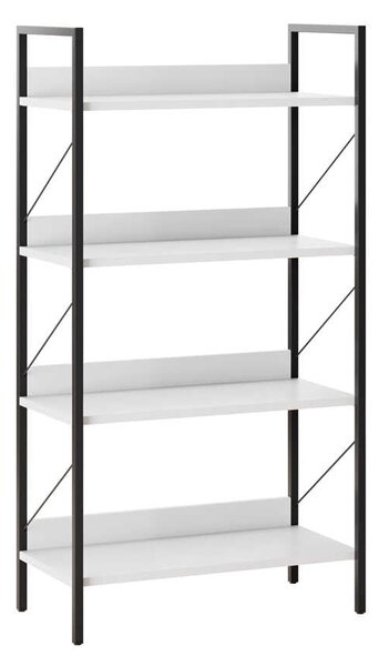 Biblioteca Adore Profile cu 4 rafturi, Alb - Maro - Stejar, 73x136x35 cm