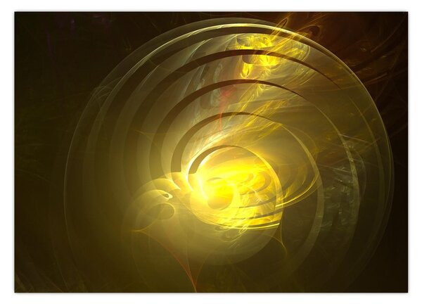 Tabloul cu spirala abstractă în galben (70x50 cm)