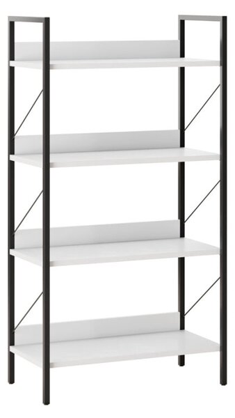 Biblioteca Adore Profile cu 4 rafturi, Alb - Maro - Stejar, 73x136x35 cm