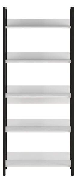 Biblioteca Adore Profile cu 5 rafturi, Alb - Maro - Stejar, 73x172x35 cm