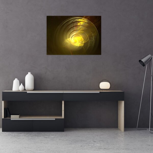 Tabloul cu spirala abstractă în galben (70x50 cm)