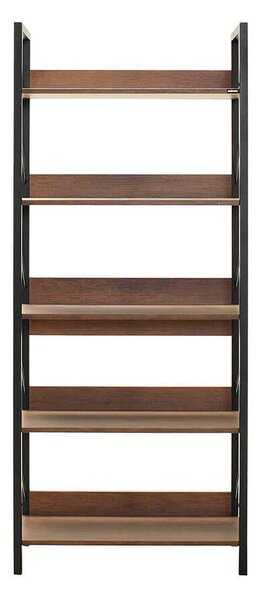 Biblioteca Adore Profile cu 5 rafturi, Alb - Maro - Stejar, 73x172x35 cm