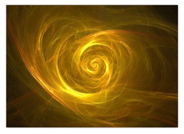 Tabloul cu spirala abstractă în galben (70x50 cm)