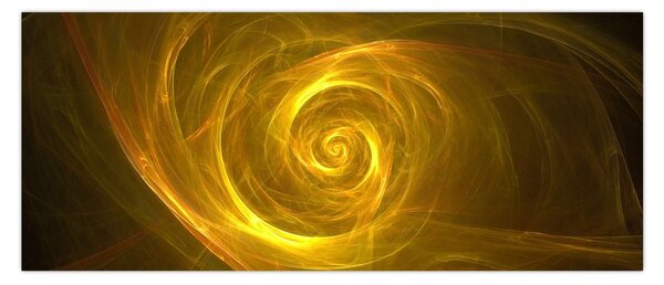 Tabloul cu spirala abstractă în galben (120x50 cm)