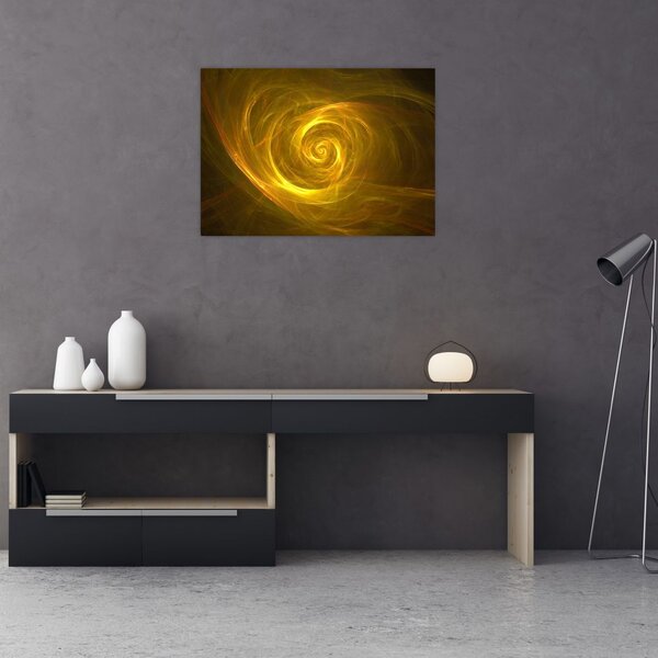 Tabloul cu spirala abstractă în galben (70x50 cm)