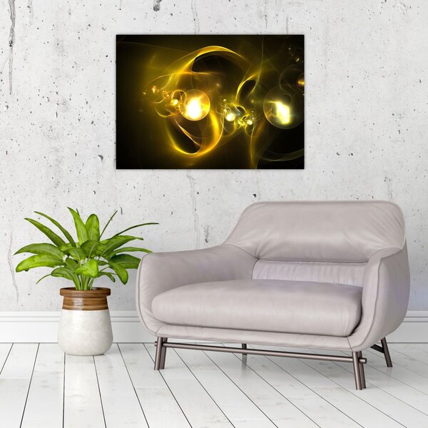 Tabloul abstract cu bile galbene (70x50 cm)