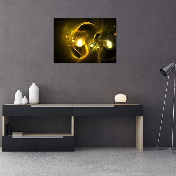 Tabloul abstract cu bile galbene (70x50 cm)