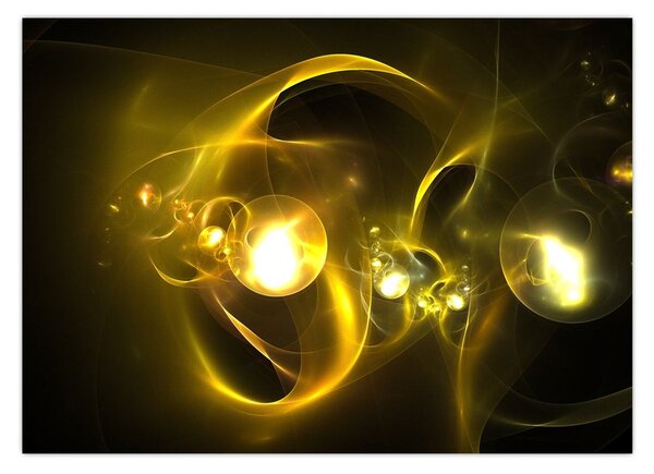 Tabloul abstract cu bile galbene (70x50 cm)