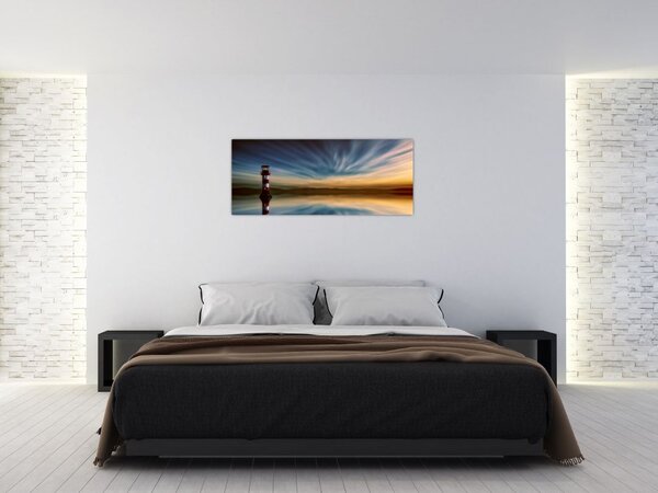 Tablou cu farul în mare (120x50 cm)
