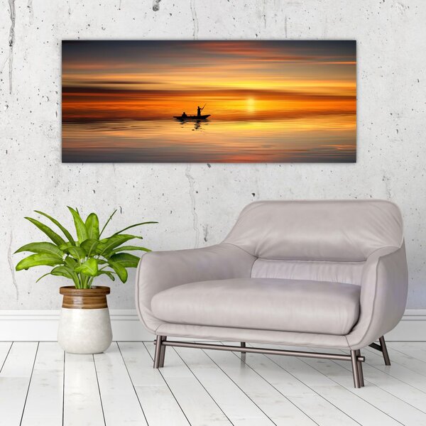 Tablou - cu barca (120x50 cm)