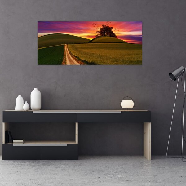 Tablou câmpului cu apus de soare (120x50 cm)