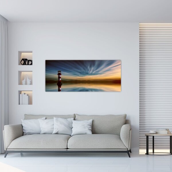 Tablou cu farul în mare (120x50 cm)