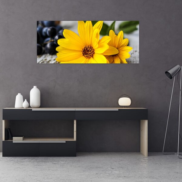Tablou cu flori galbene (120x50 cm)