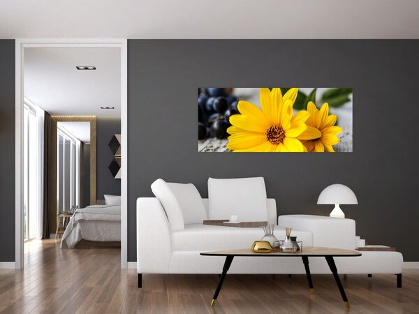 Tablou cu flori galbene (120x50 cm)