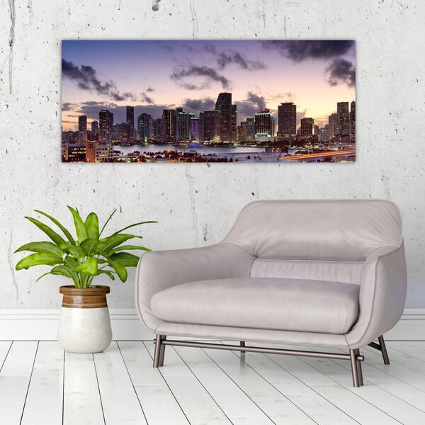 Tablou cu - metropolă cu zgârăie nori (120x50 cm)