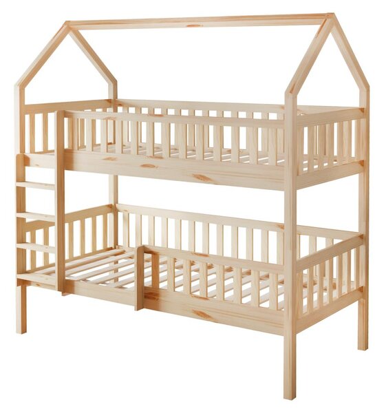 Pat etajat pentru copii 90 cm Virtuoso (natural) (cu somieră) (cu sp. depozitare). 1116556
