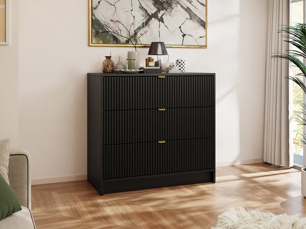 Comodă Rozoma 3SZ (Negru molet + auriu) . 1103674
