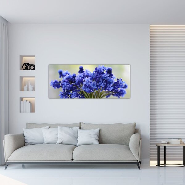 Tablou buchet cu flori albastre (120x50 cm)