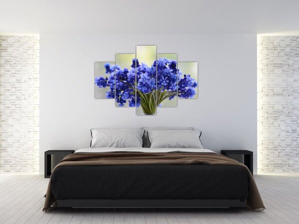 Tablou buchet cu flori albastre (150x105 cm)