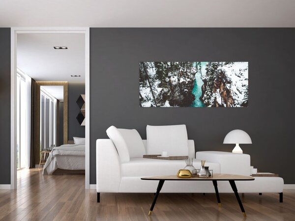 Tablou - râul de munte iarna (120x50 cm)