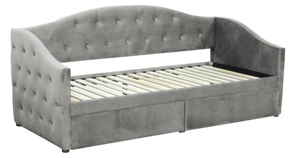 Pat de o persoană (divan) 90 cm Zonas (gri) (cu somieră) (cu sp. depozitare). 1116569