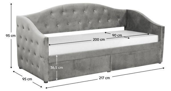 Pat de o persoană (divan) 90 cm Zonas (gri) (cu somieră) (cu sp. depozitare). 1116569
