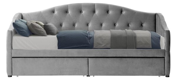 Pat de o persoană (divan) 90 cm Zonas (gri) (cu somieră) (cu sp. depozitare). 1116569