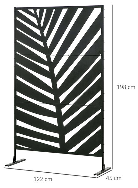 Outsunny Panou de Intimitate pentru Exterior din Metal, 122 x 198 cm, Separator Decorativ cu Suport și Șuruburi de Expansiune, Panou Autoportant pentru Grădină, Terasă, Piscină, Frunză de Bananier | Aosom Romania