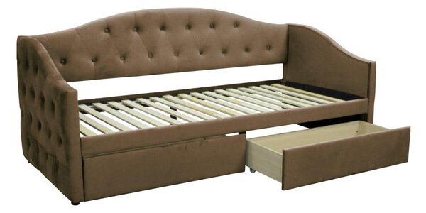 Pat de o persoană (divan) 90 cm Zonas (maro) (cu somieră) (cu sp. depozitare). 1116568