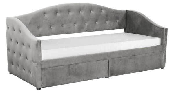 Pat de o persoană (divan) 90 cm Zonas (gri) (cu somieră) (cu sp. depozitare). 1116569