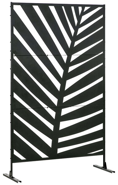 Outsunny Panou de Intimitate pentru Exterior din Metal, 122 x 198 cm, Separator Decorativ cu Suport și Șuruburi de Expansiune, Panou Autoportant pentru Grădină, Terasă, Piscină, Frunză de Bananier | Aosom Romania