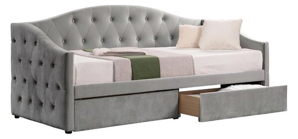 Pat de o persoană (divan) 90 cm Zonas (gri) (cu somieră) (cu sp. depozitare). 1116569