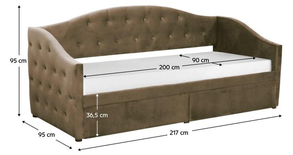 Pat de o persoană (divan) 90 cm Zonas (maro) (cu somieră) (cu sp. depozitare). 1116568