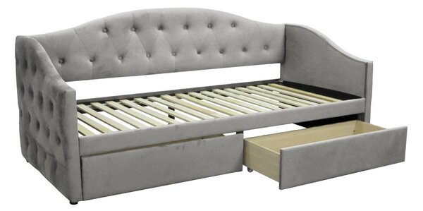 Pat de o persoană (divan) 90 cm Zonas (gri) (cu somieră) (cu sp. depozitare). 1116569