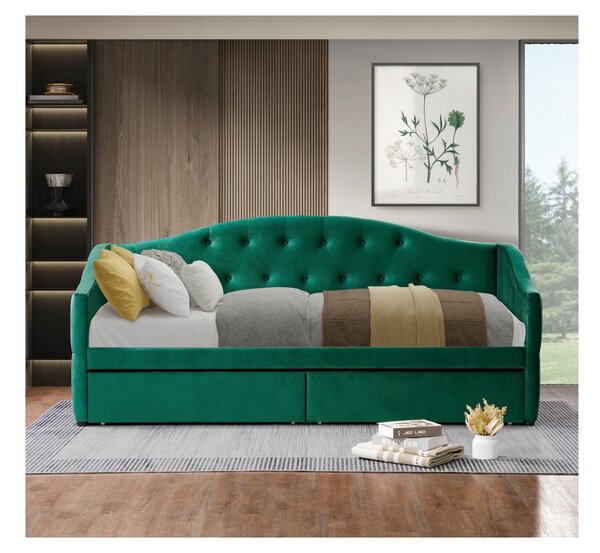 Pat de o persoană (divan) 90 cm Zonas (verde) (cu somieră) (cu sp. depozitare). 1116570