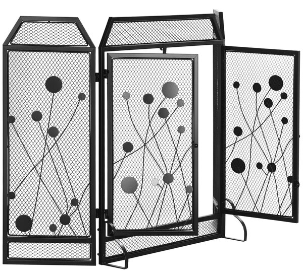 HOMCOM Paravan Antiscantei pentru Semîneu, Pliabil, Usa Magnetica, din Metal Otel, Negru, 125 x 80 cm Pliabil Magnetica | Aosom Romania