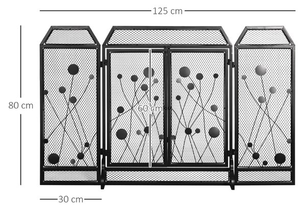 HOMCOM Paravan Antiscantei pentru Semîneu, Pliabil, Usa Magnetica, din Metal Otel, Negru, 125 x 80 cm Pliabil Magnetica | Aosom Romania