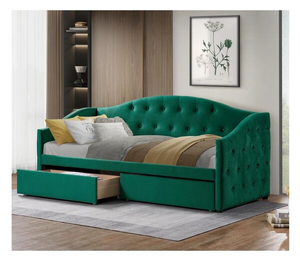 Pat de o persoană (divan) 90 cm Zonas (verde) (cu somieră) (cu sp. depozitare). 1116570