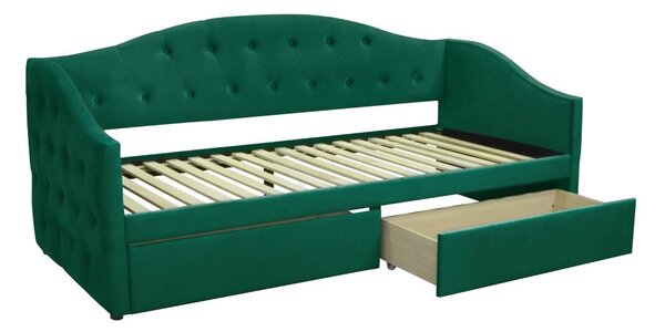 Pat de o persoană (divan) 90 cm Zonas (verde) (cu somieră) (cu sp. depozitare). 1116570