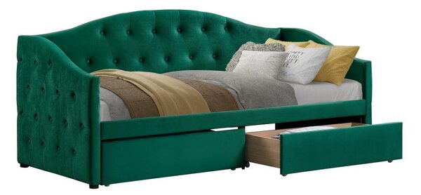 Pat de o persoană (divan) 90 cm Zonas (verde) (cu somieră) (cu sp. depozitare). 1116570