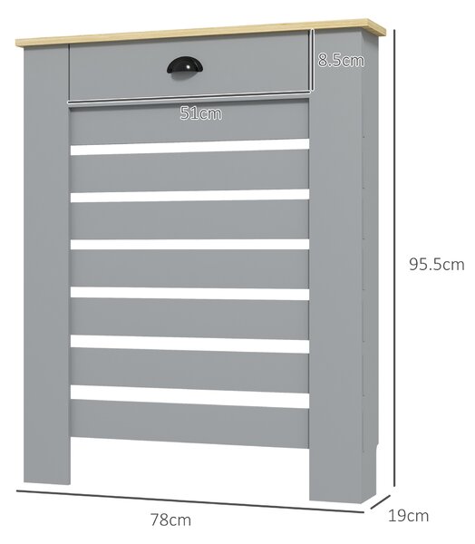 HOMCOM Copertură pentru Calorifer din MDF cu Sertar, 78x19x95.5 cm, Gri | Aosom Romania