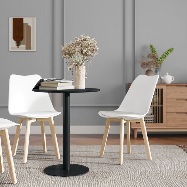 HOMCOM Masă de Dining Rotundă și Modernă pentru 2 Persoane din Oțel, Neagră | Aosom Romania
