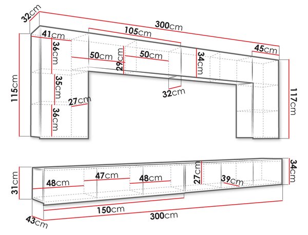 Mobilier living Brolani XIII (Negru + Alb). 1104545