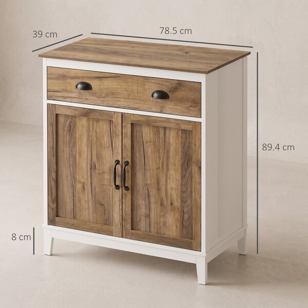 HOMCOM Dulap Multifuncțional Rustic din PAL cu Sertar și Spațiu de Depozitare, 78.5x39x89.4cm, Design Clasic, Alb | Aosom Romania