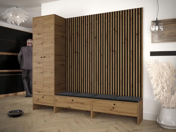 Mobilier hol Esmaldos VI (Stejar artisan + Negru) . 1104724