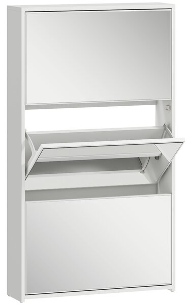 HOMCOM Dulap de Pantofi cu Oglindă și 3 Sertare Rabatabile 65x17x114.5 cm Alb | Aosom Romania